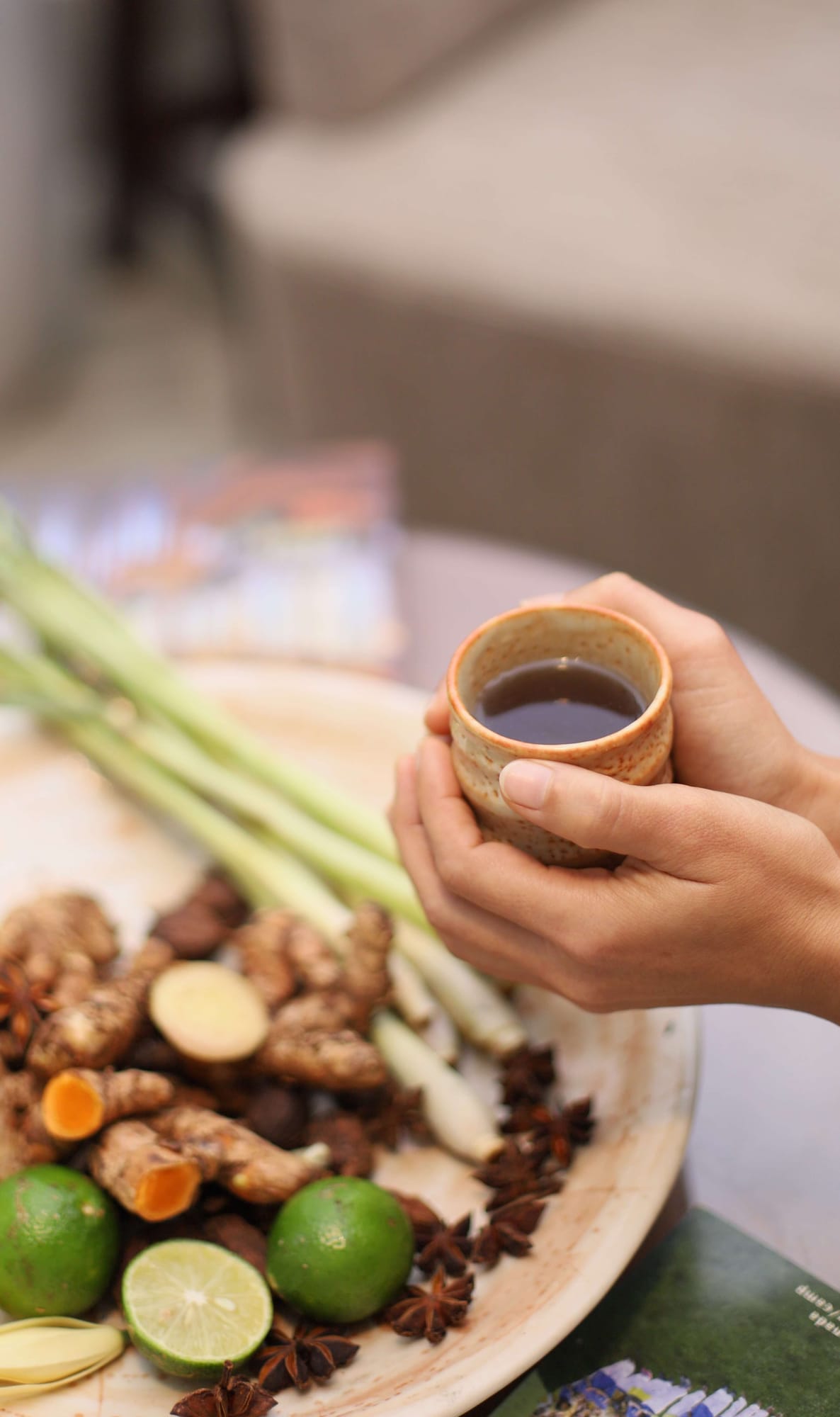 Hands with herbs - Ayurveda